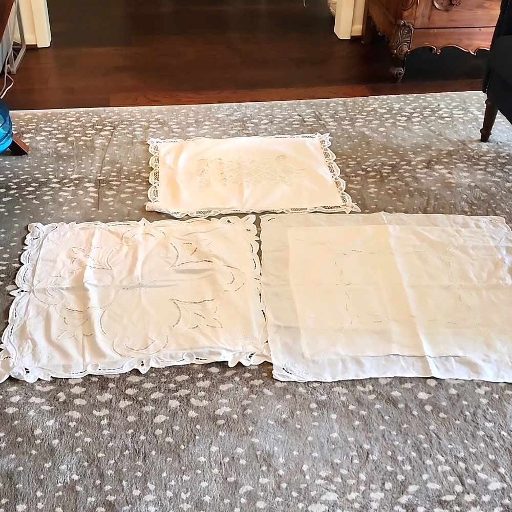(3) Bedding- Cotton Lace Shams